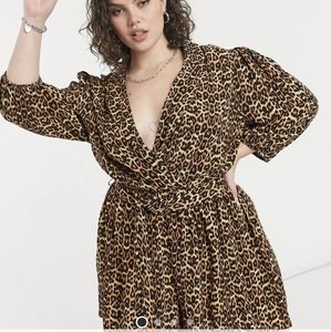 ASOS Design Curve tux romper in leopard print